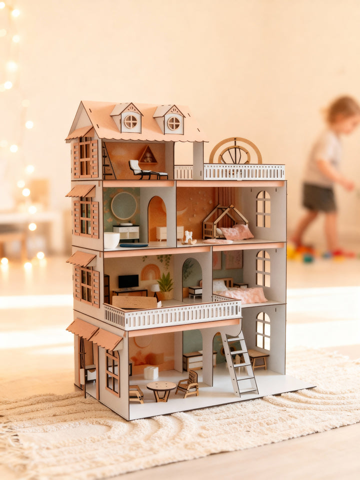 Girl playhouse for dolls, wooden dollhouse, dollhouse for girls, toddler doll house, dollhouse for kids, girl doll house, playhouse for doll