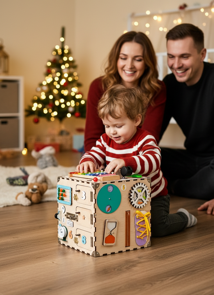 Wooden Activity Cube for Toddlers, Montessori Busy Cube, Busy Cube Fidget Toy, Activity Cube Sensory Toy, Autism Sensory Toys