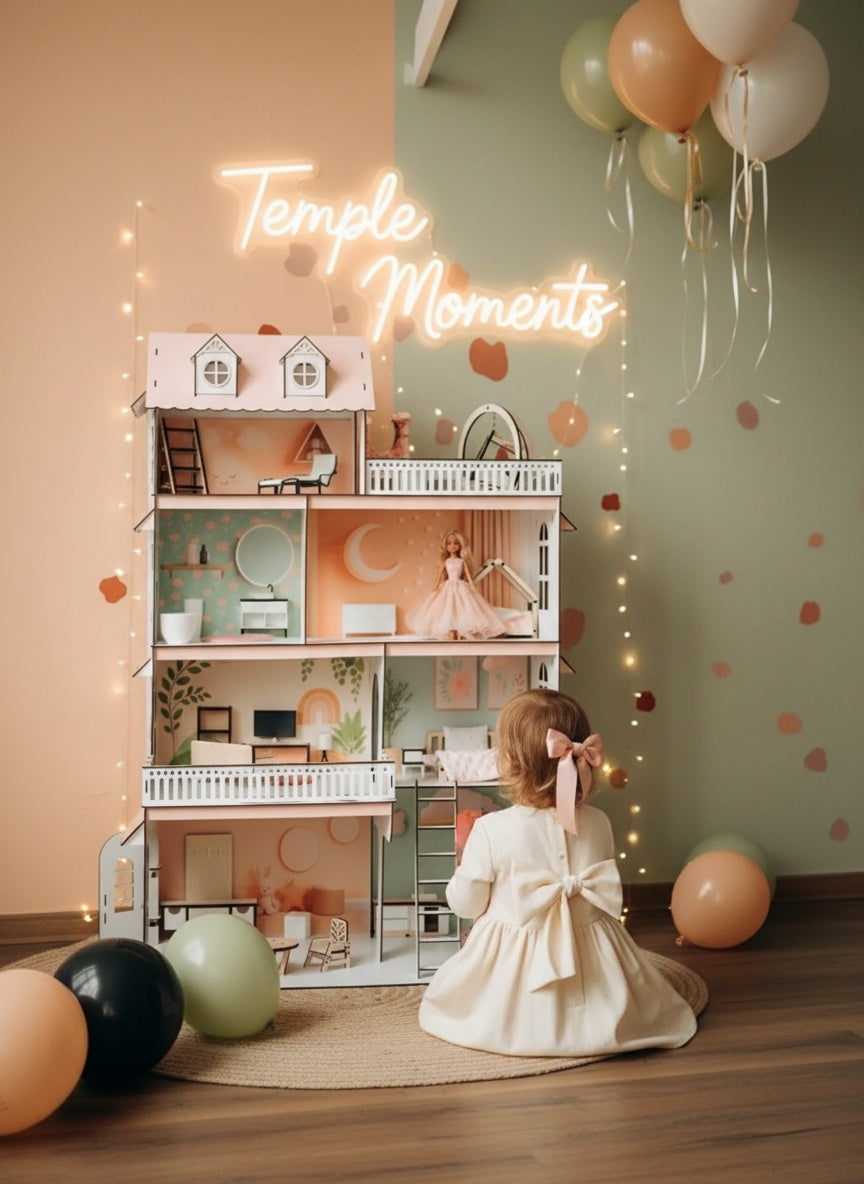 Pink dollhouse for girl, house with windows, wooden dollhouse, playhouse for girl, house with shutters, large playhouse, house with balcony