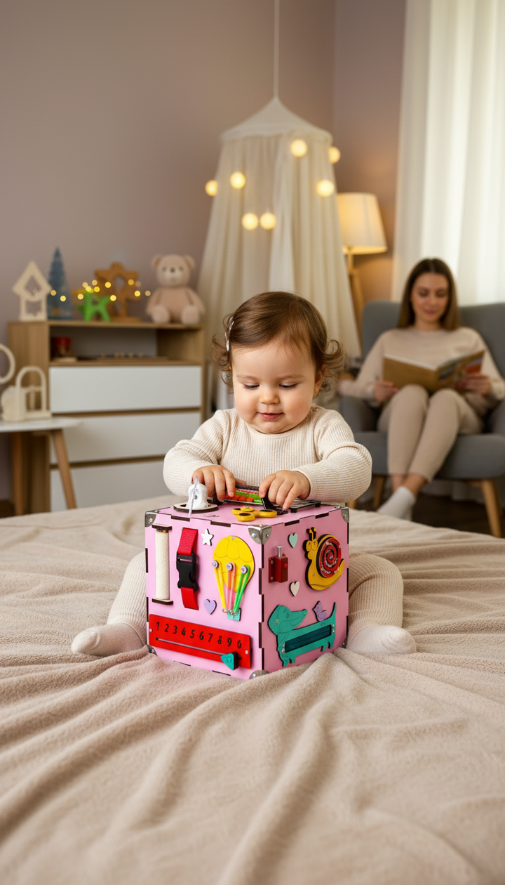 Busy Cube 1 year old, Educational Toys for 1 year old, Travel Busy Cube, Learning Cube, Holzwürfel Personalisiert, Activity Würfel Baby