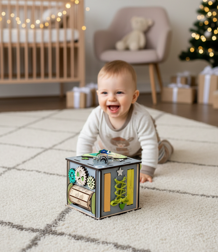 Small Busy Cube, Busy Cube Wooden, Busy Cube for Toddler, Busy Cube 1 Year Old, Busy Cube with Name, Travel Busy Cube, Occupational Therapy