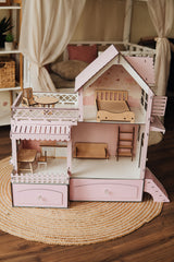 Domek dla lalek „Dream Cottage” z szufladami 73×91×41 cm – Drewniany domek dla lalek