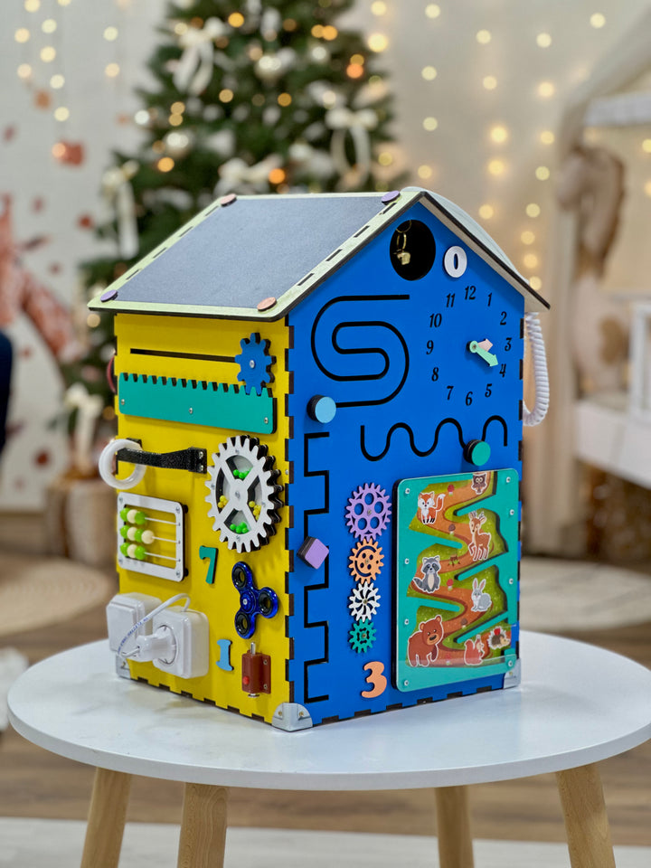 Autistic Sensory Toys for Babys, Busy Board House, Busy Cube, Baby Activity Cube, Wooden Toy Storage, Wooden Busy Board, Motorikwürfel