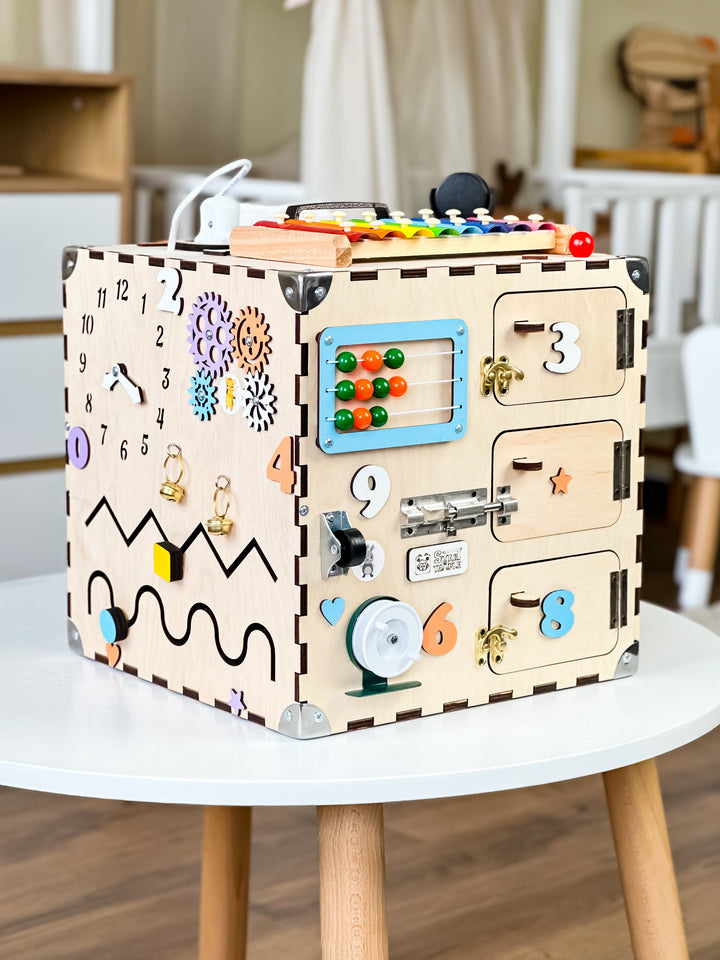 Wooden Activity Cube for Toddlers, Montessori Busy Cube, Busy Cube Fidget Toy, Activity Cube Sensory Toy, Autism Sensory Toys