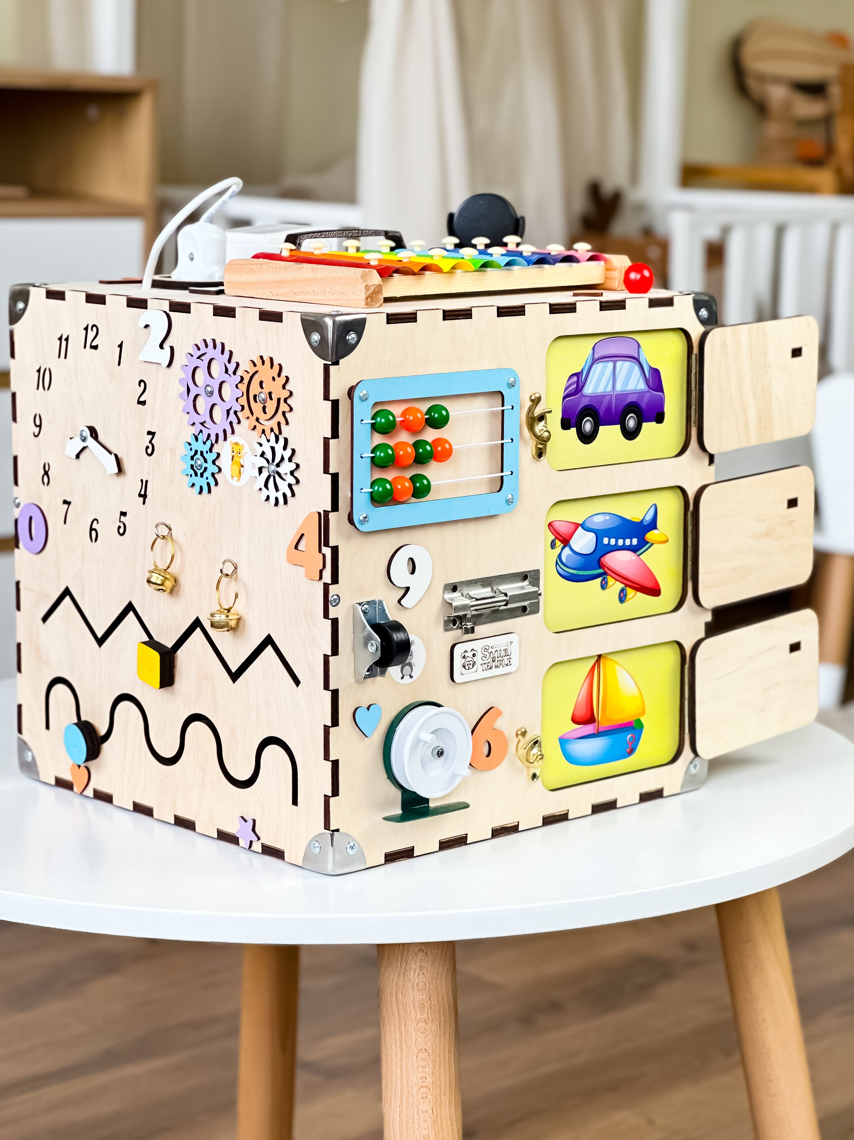 Wooden Activity Cube for Toddlers, Montessori Busy Cube, Busy Cube Fidget Toy, Activity Cube Sensory Toy, Autism Sensory Toys