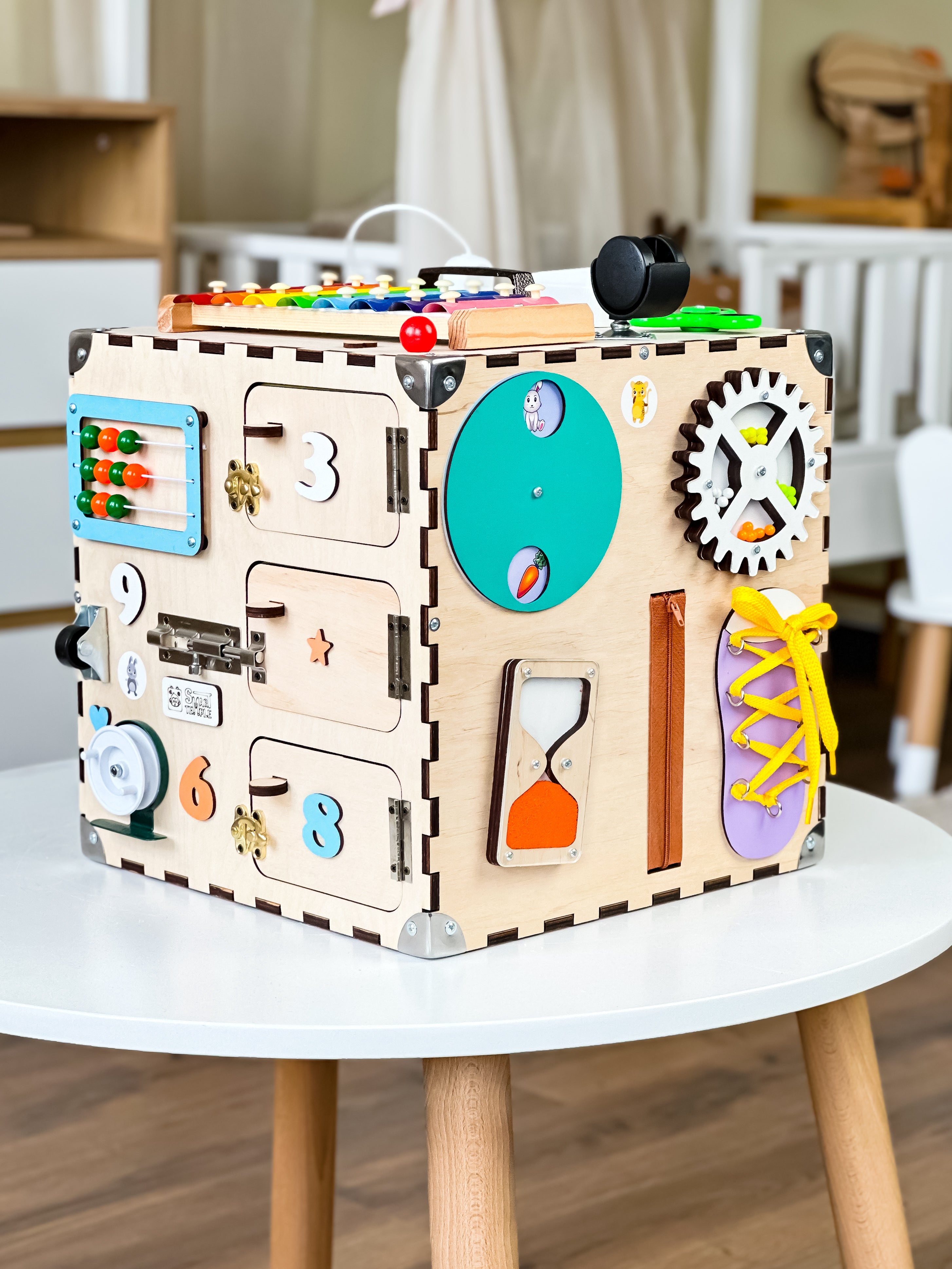 Wooden Activity Cube for Toddlers, Montessori Busy Cube, Busy Cube Fidget Toy, Activity Cube Sensory Toy, Autism Sensory Toys