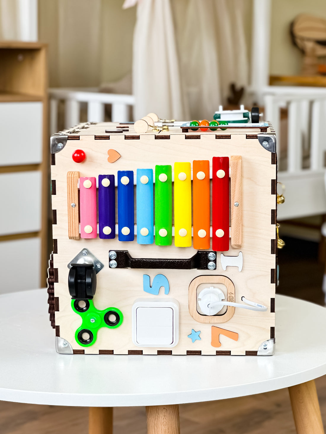 Wooden Activity Cube for Toddlers, Montessori Busy Cube, Busy Cube Fidget Toy, Activity Cube Sensory Toy, Autism Sensory Toys