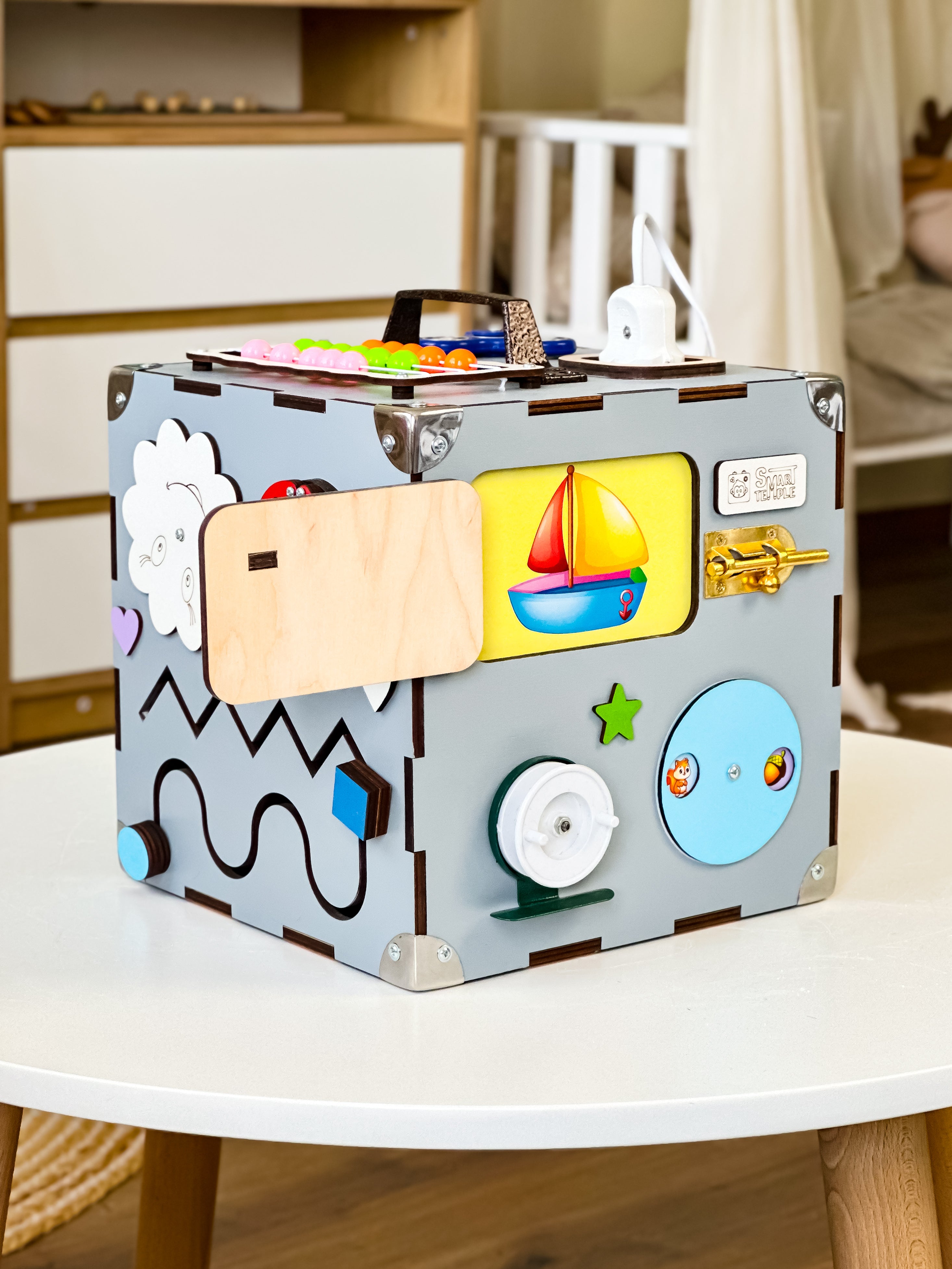 Busy Cube Wooden, Busy Cube 1 year old, 1st Birthday Gift for Baby, Travel Busy Board, Montessori Busy Cube, Activity Cube