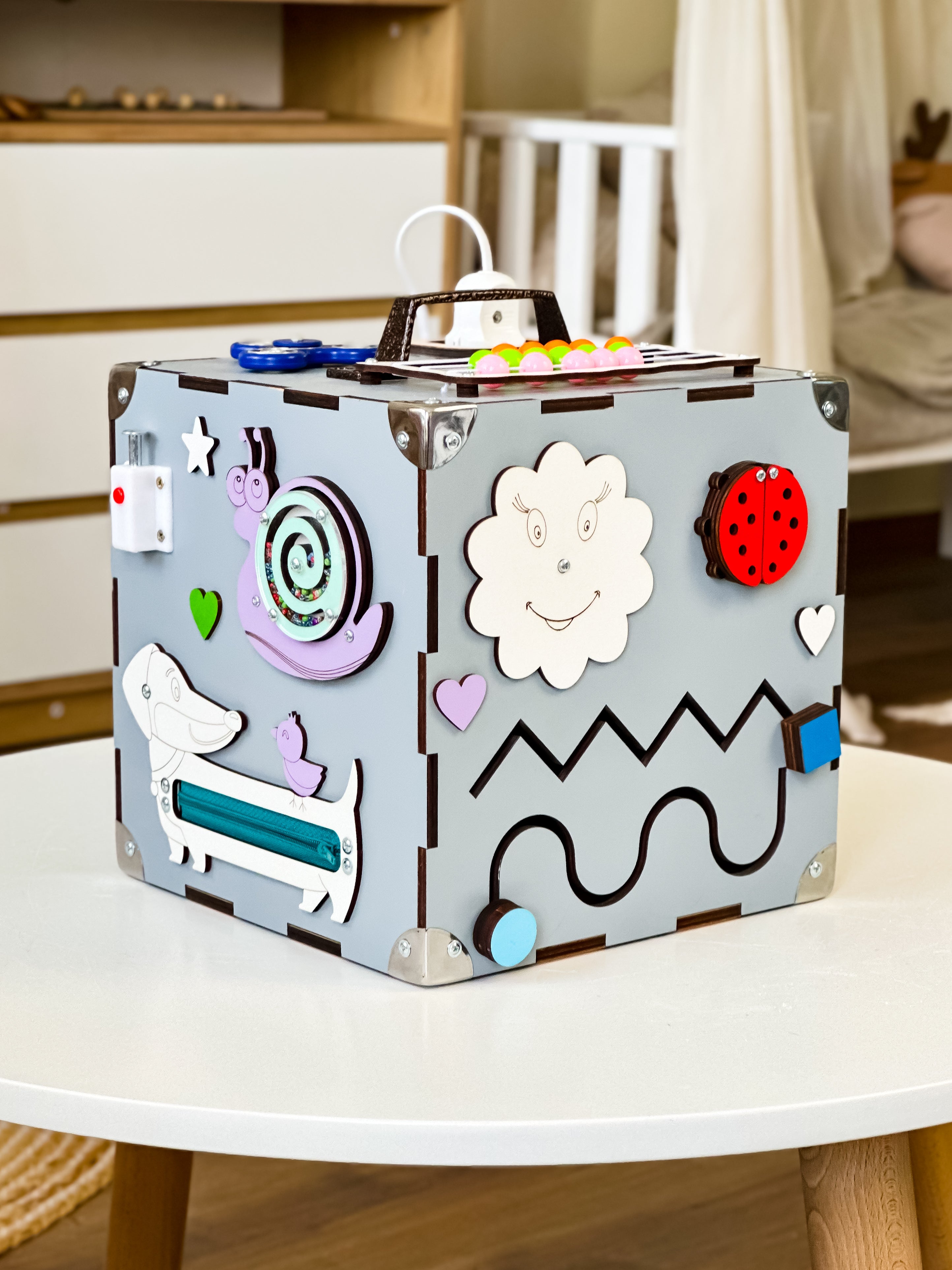 Busy Cube Wooden, Busy Cube 1 year old, 1st Birthday Gift for Baby, Travel Busy Board, Montessori Busy Cube, Activity Cube