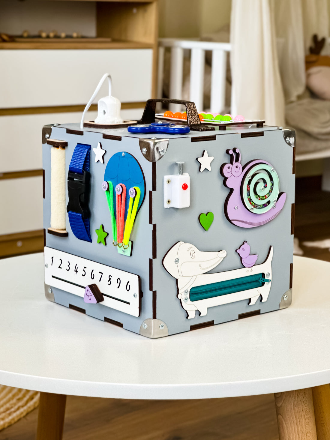 Busy Cube Wooden, Busy Cube 1 year old, 1st Birthday Gift for Baby, Travel Busy Board, Montessori Busy Cube, Activity Cube