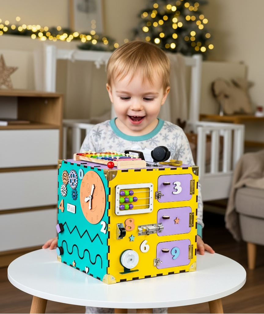 Busy Cube Montessori, Busy Cube Sensory Toy, Montessori Busy Cube, Holzwürfel Personalisiert, Activity Würfel Baby, Personalized Baby Cube