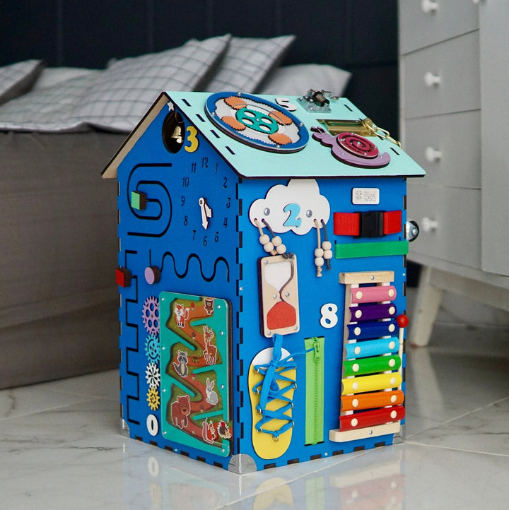Busy board house, Montessori busy house personalized, Busy house for toddlers, Sensory toys toddler, Sensory toys for autistic kids