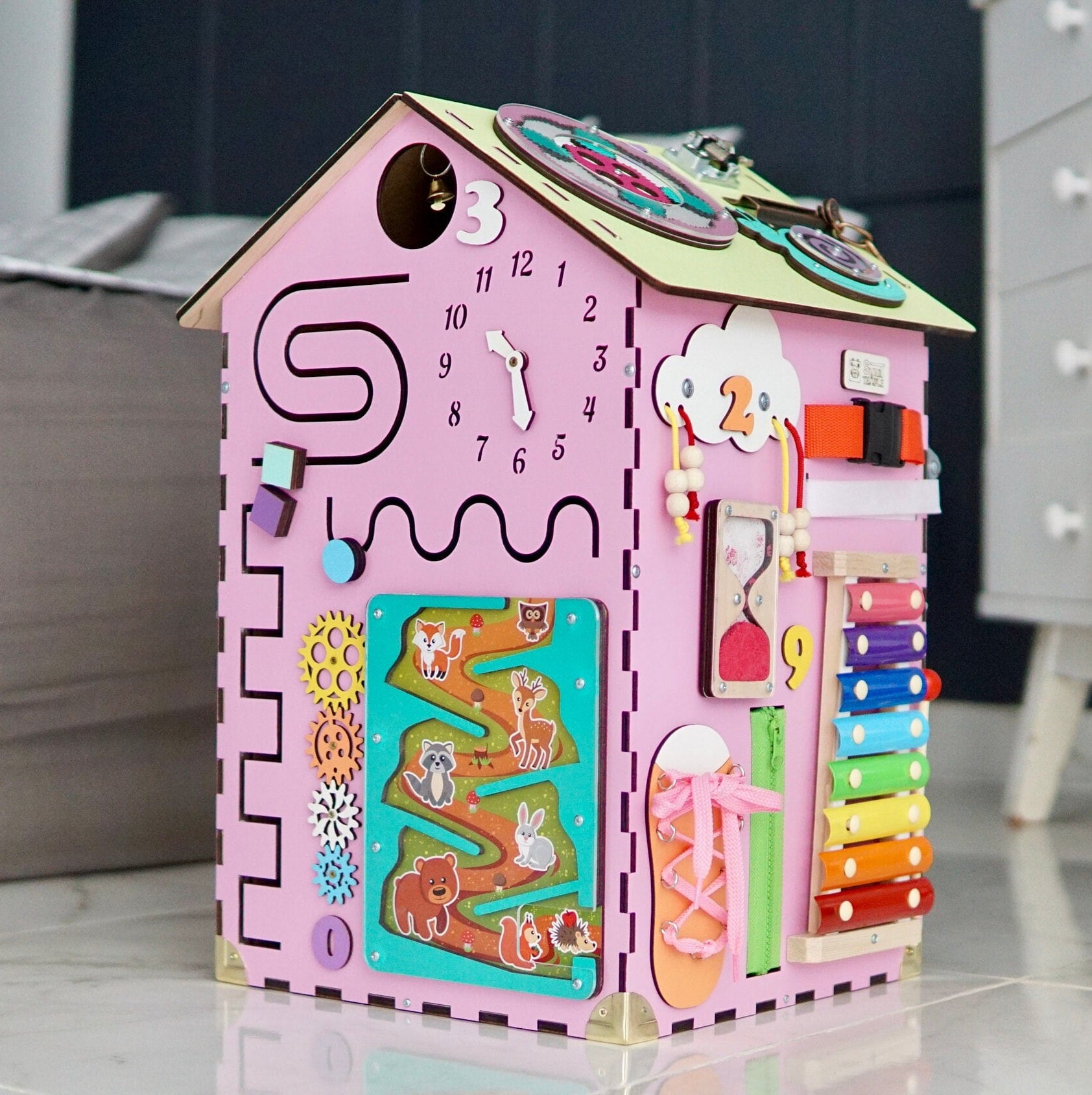 Busy Board House, Montessori Busy House Personalized, Busy House for Toddlers, Sensory Toys Toddler, Sensory Toys for Autistic Kids