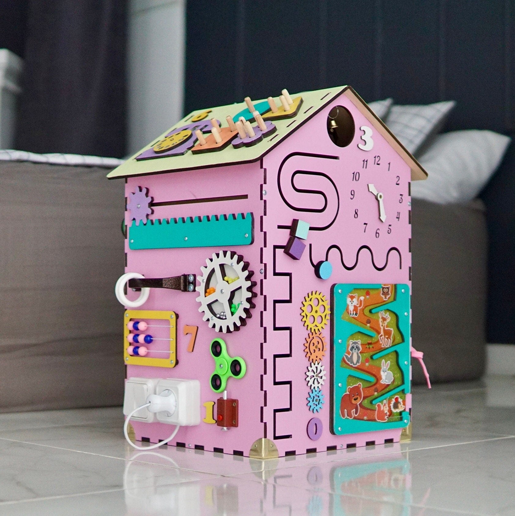 Busy board house, Montessori busy house personalized, Busy house for toddlers, Sensory toys toddler, Sensory toys for autistic kids