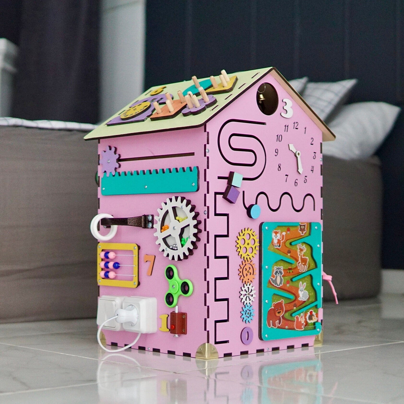 Busy Board House, Montessori Busy House Personalized, Busy House for Toddlers, Sensory Toys Toddler, Sensory Toys for Autistic Kids