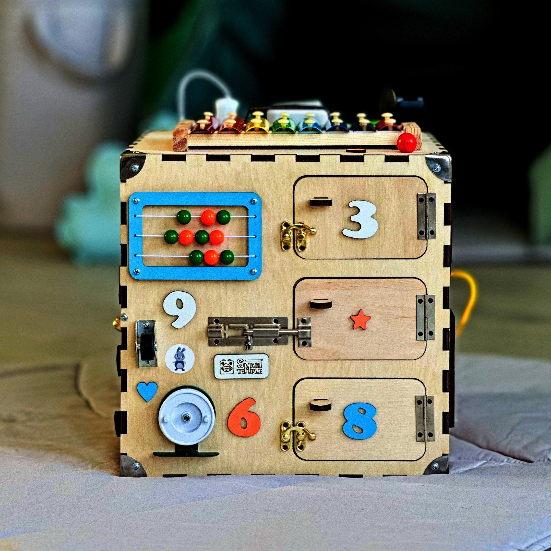 Wooden Activity Cube for Toddlers, Montessori Busy Cube, Busy Cube Fidget Toy, Activity Cube Sensory Toy, Autism Sensory Toys