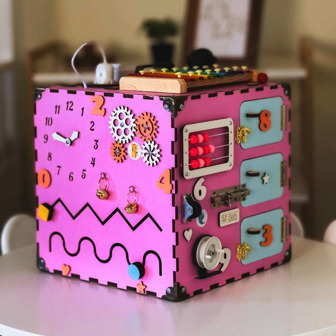 Wooden Activity Cube for Toddlers, Montessori Busy Cube, Busy Cube Fidget Toy, Activity Cube Sensory Toy, Autism Sensory Toys