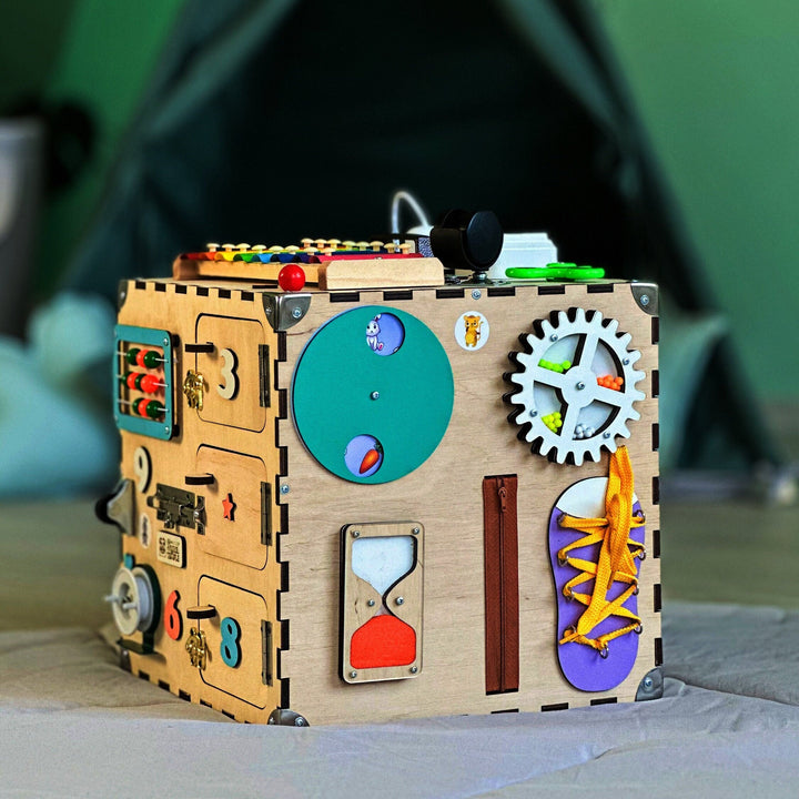Wooden Activity Cube for Toddlers, Montessori Busy Cube, Busy Cube Fidget Toy, Activity Cube Sensory Toy, Autism Sensory Toys