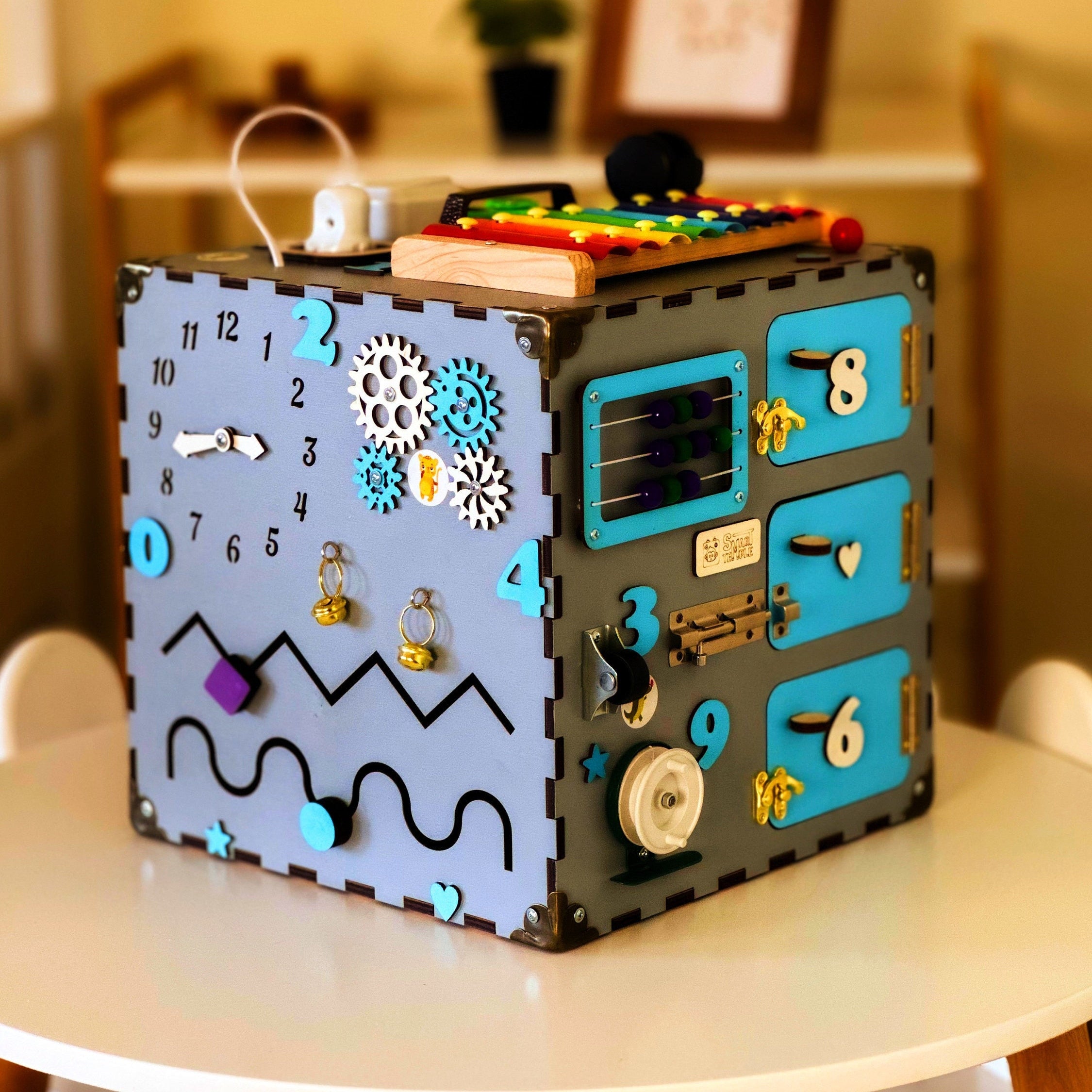 Wooden Activity Cube for Toddlers, Montessori Busy Cube, Busy Cube Fidget Toy, Activity Cube Sensory Toy, Autism Sensory Toys