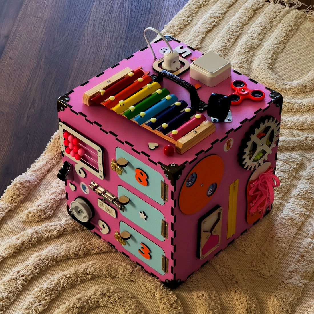 Busy Cube Montessori, Busy Cube Sensory Toy, Montessori Busy Cube, Holzwürfel Personalisiert, Activity Würfel Baby, Personalized Baby Cube