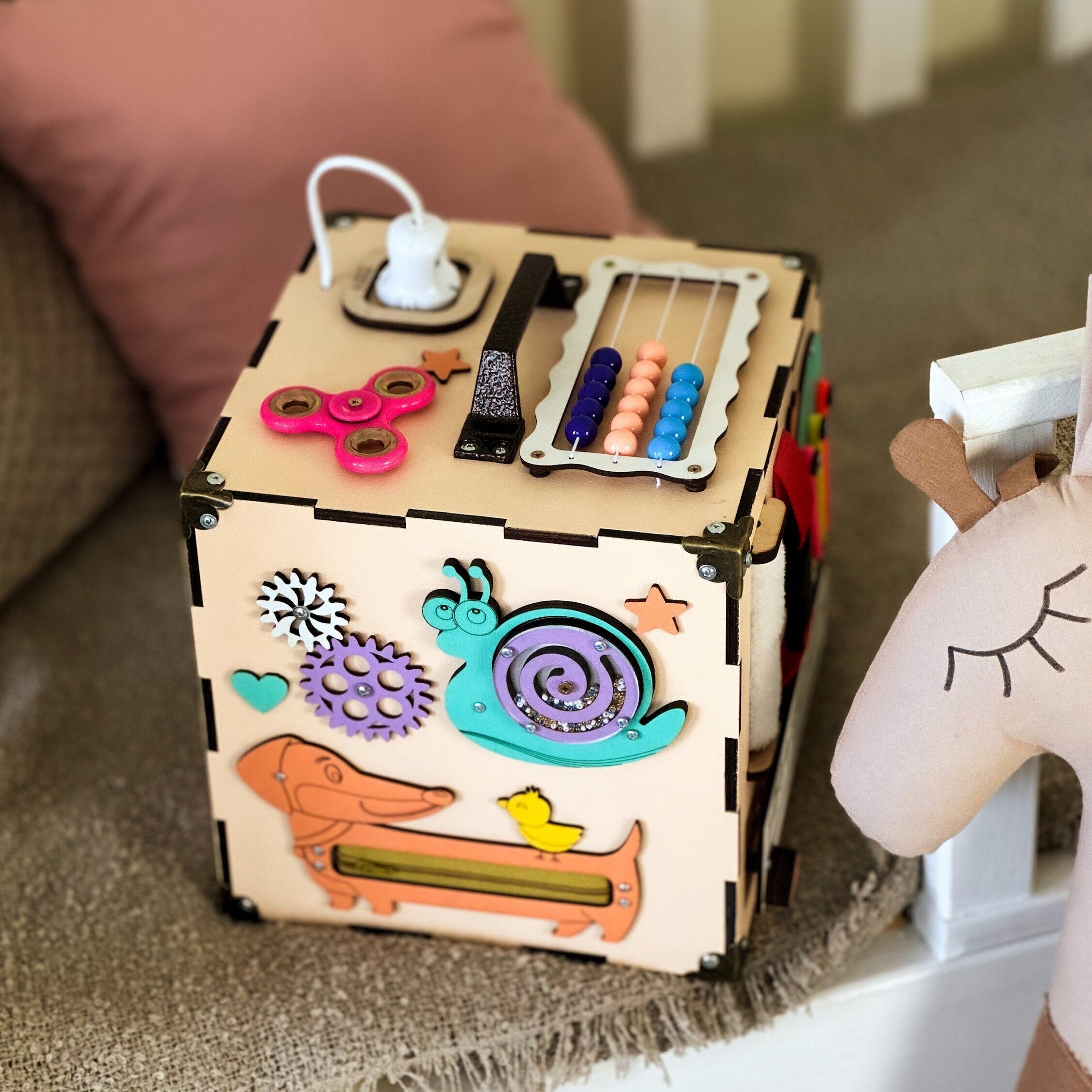 Busy Cube 1 year old, Educational Toys for 1 year old, Travel Busy Cube, Learning Cube, Holzwürfel Personalisiert, Activity Würfel Baby