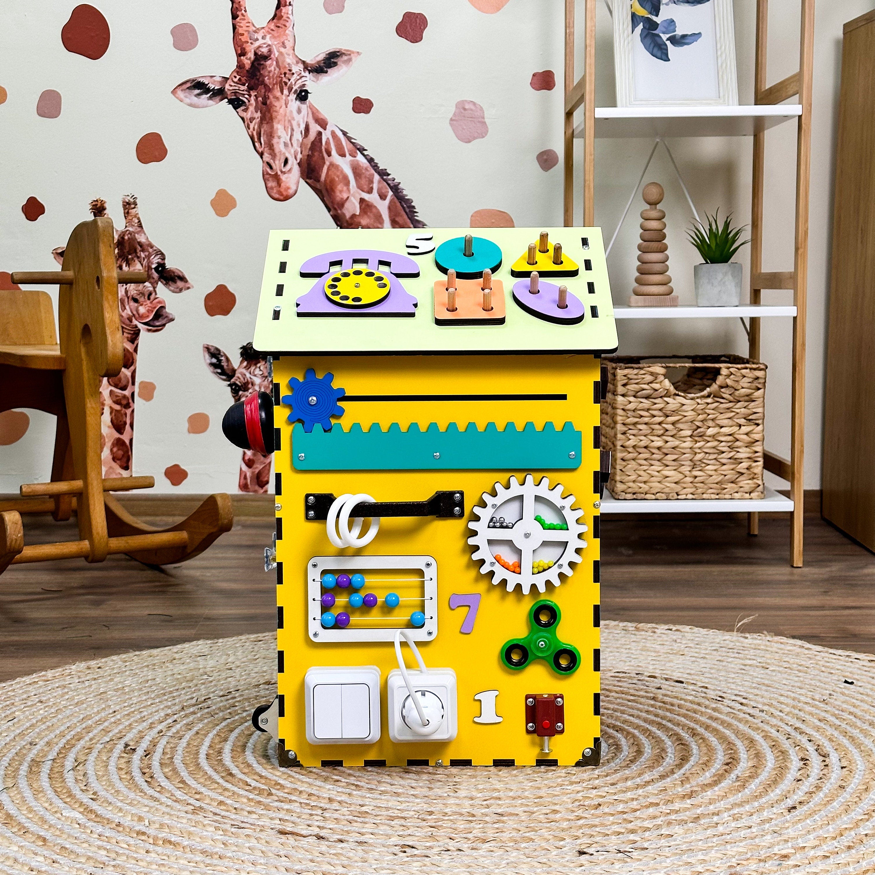 Busy board house, Montessori busy house personalized, Busy house for toddlers, Sensory toys toddler, Sensory toys for autistic kids