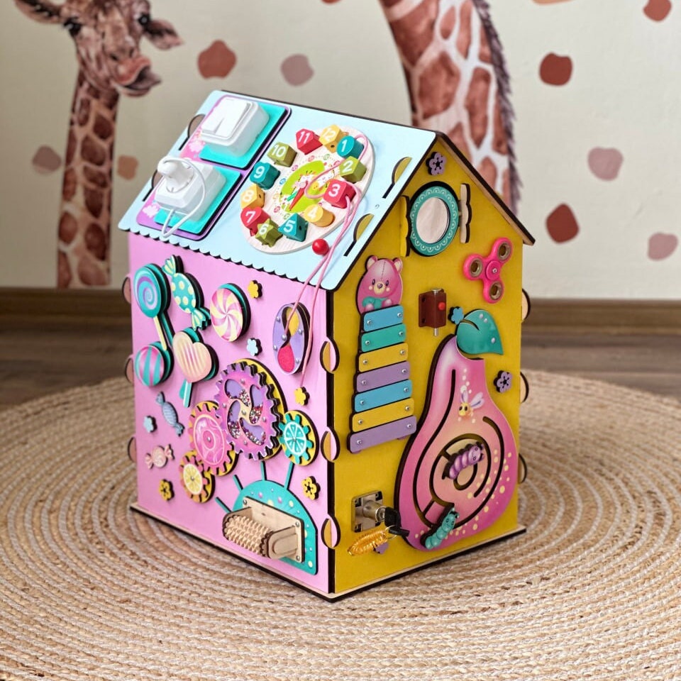 Busy House for Toddler, Busy Board House, Busy House Wooden, Busy House for Kids, Baby Activity Center, Activity Board Baby, Montessori Toys