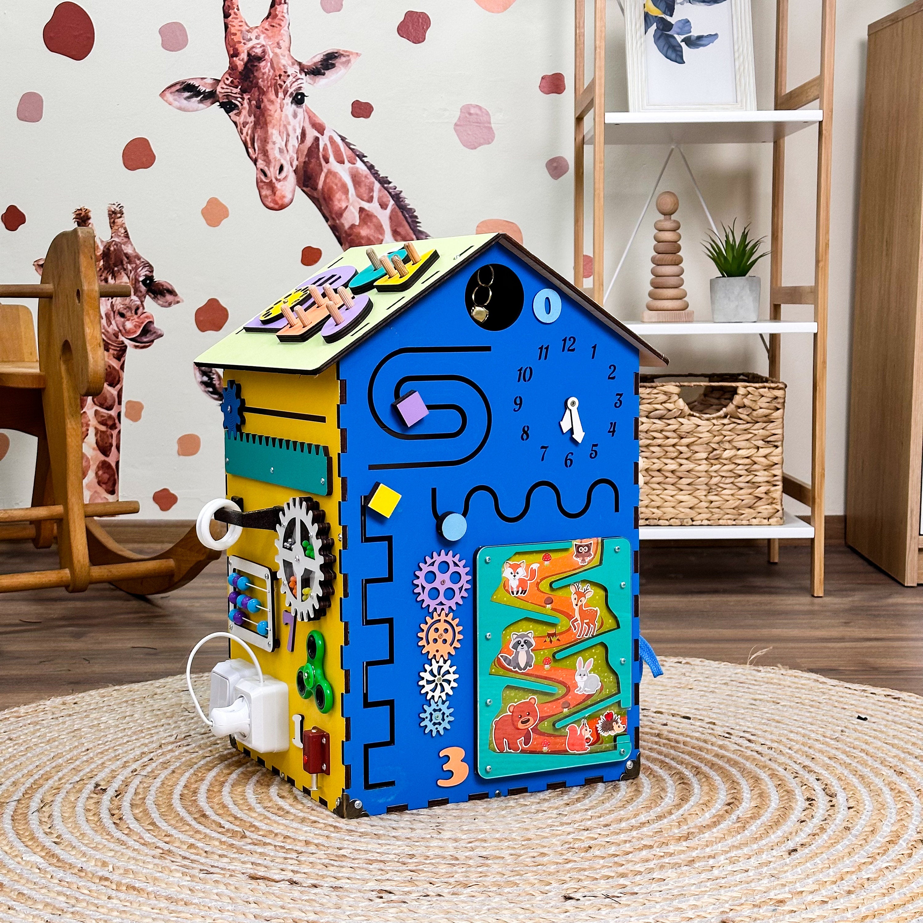 Busy board house, Montessori busy house personalized, Busy house for toddlers, Sensory toys toddler, Sensory toys for autistic kids