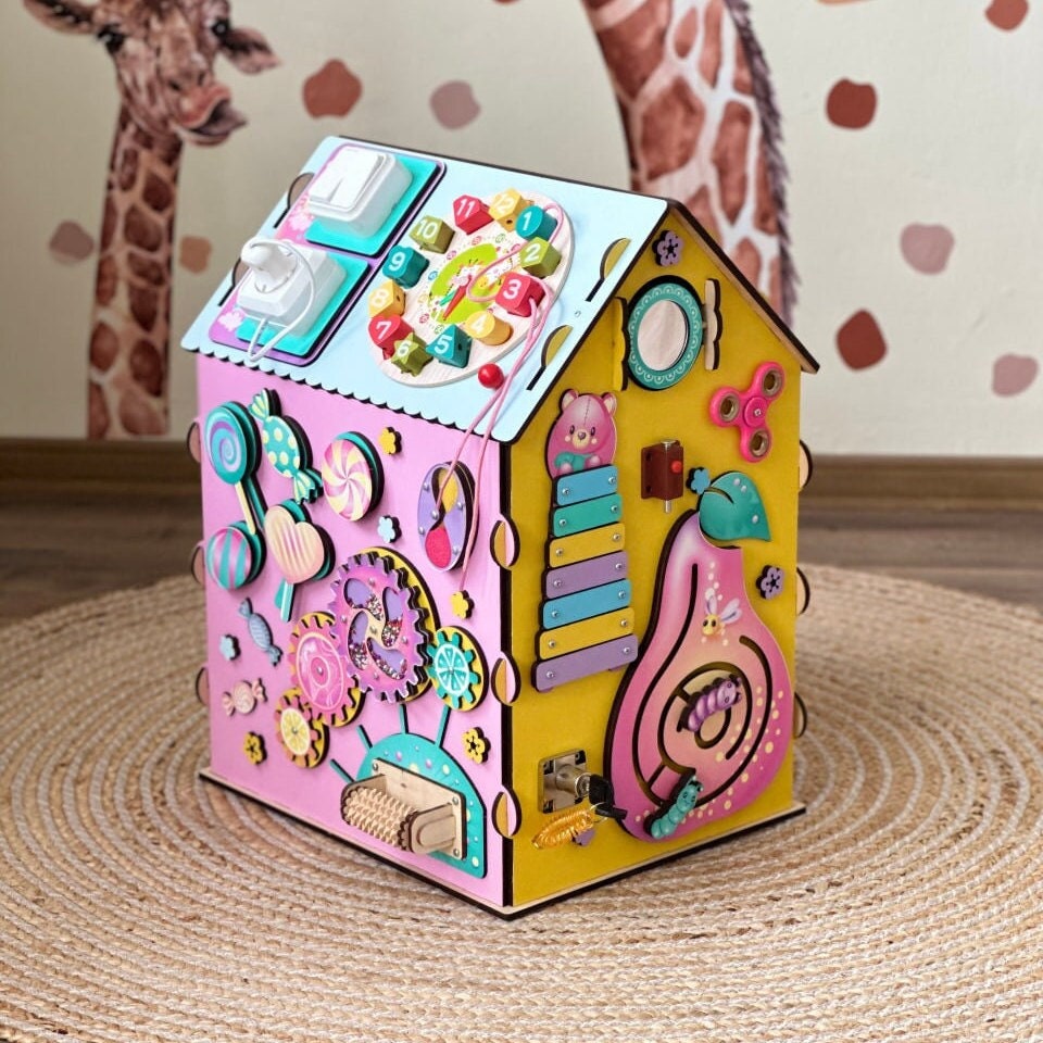 Busy House for Toddler, Busy Board House, Busy House Wooden, Busy House for Kids, Baby Activity Center, Activity Board Baby, Montessori Toys