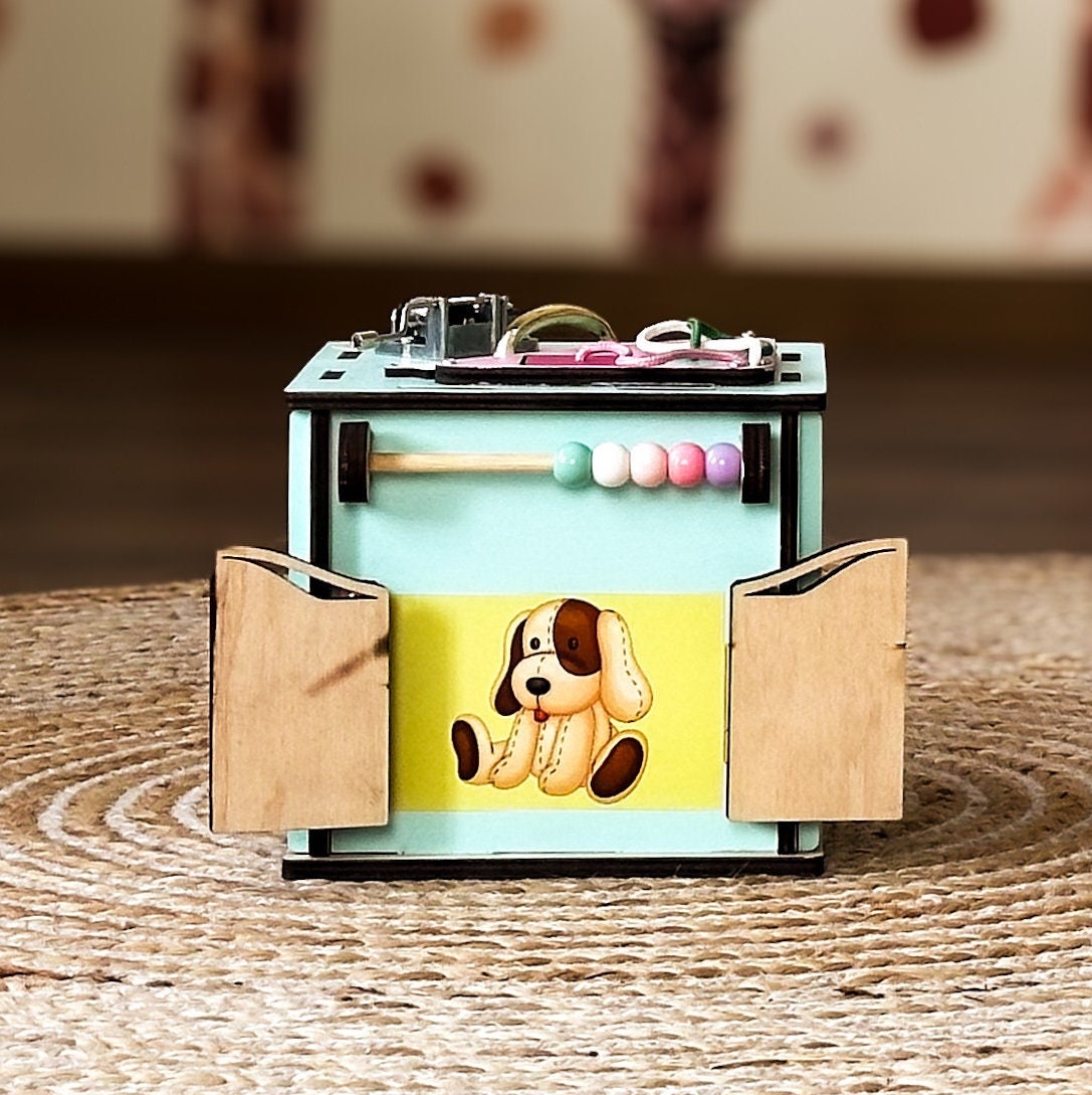 Busy Cube Wooden, Busy Cube for Toddler, Busy Cube 1 Year Old, Busy Cube with Name, Travel Busy Cube, Small Busy Cube, Occupational Therapy