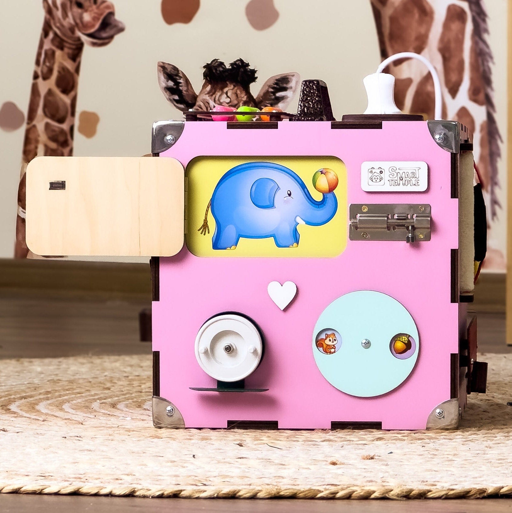 Activity Würfel Baby, Holzwürfel Personalisiert, Motorikbrett, Handmade Busy Board, Busy Cube for Toddler, Sensory Toy, Eco Friendly Toys