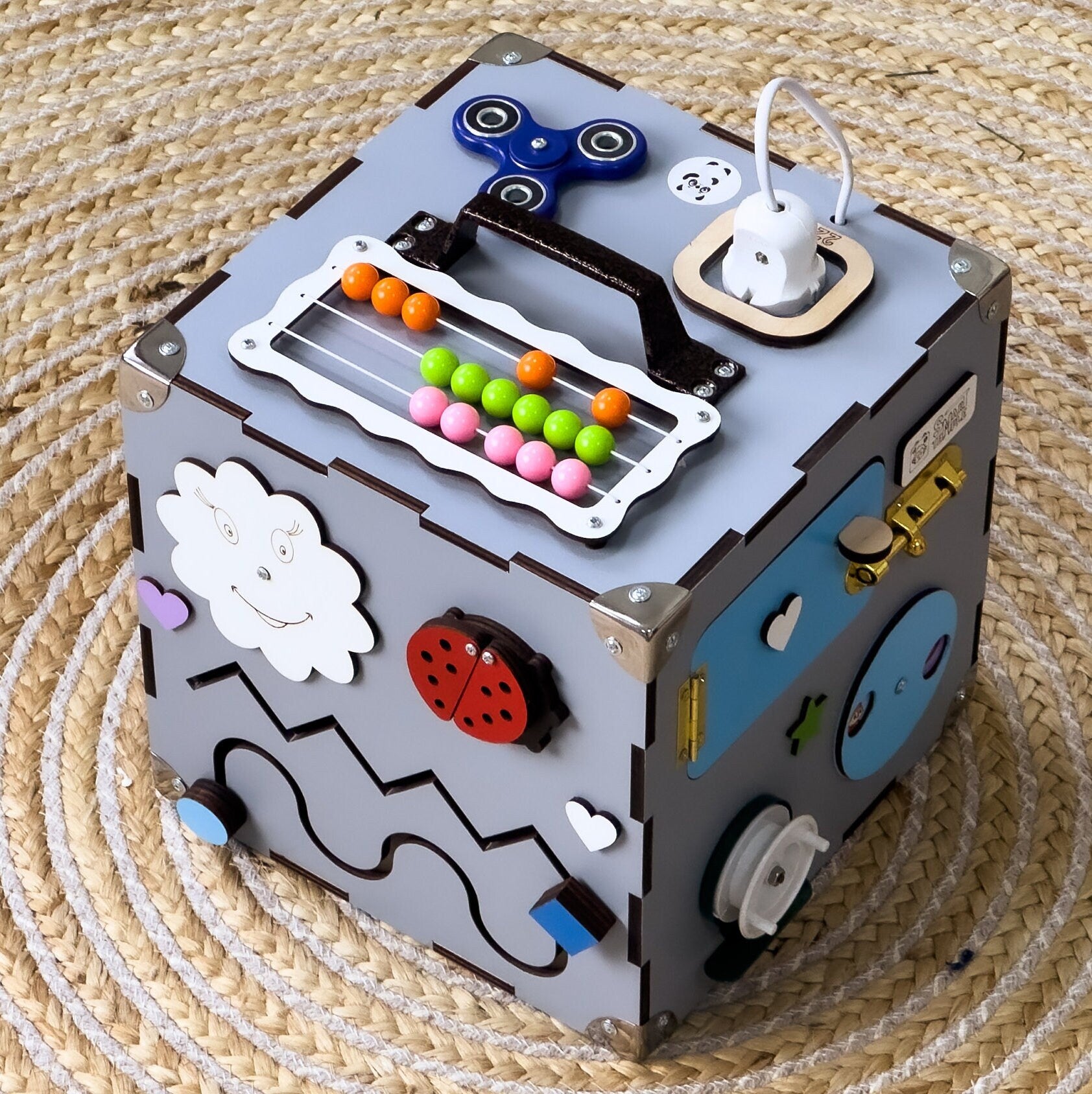 Activity Würfel Baby, Holzwürfel Personalisiert, Motorikbrett, Handmade Busy Board, Busy Cube for Toddler, Sensory Toy, Eco Friendly Toys