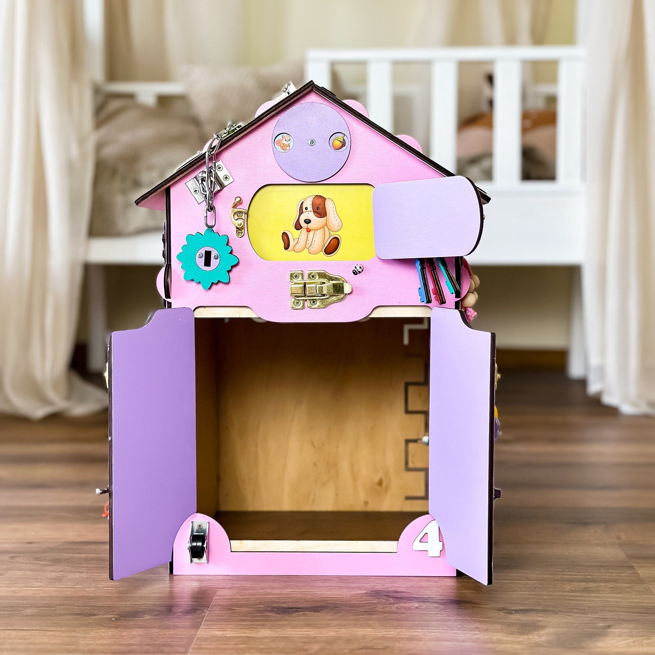 Montessori Busy House, Montessori Educational Activities, Wooden Montessori Toys, Montessori Toys 1 Year Old, Montessori Gift for Kids