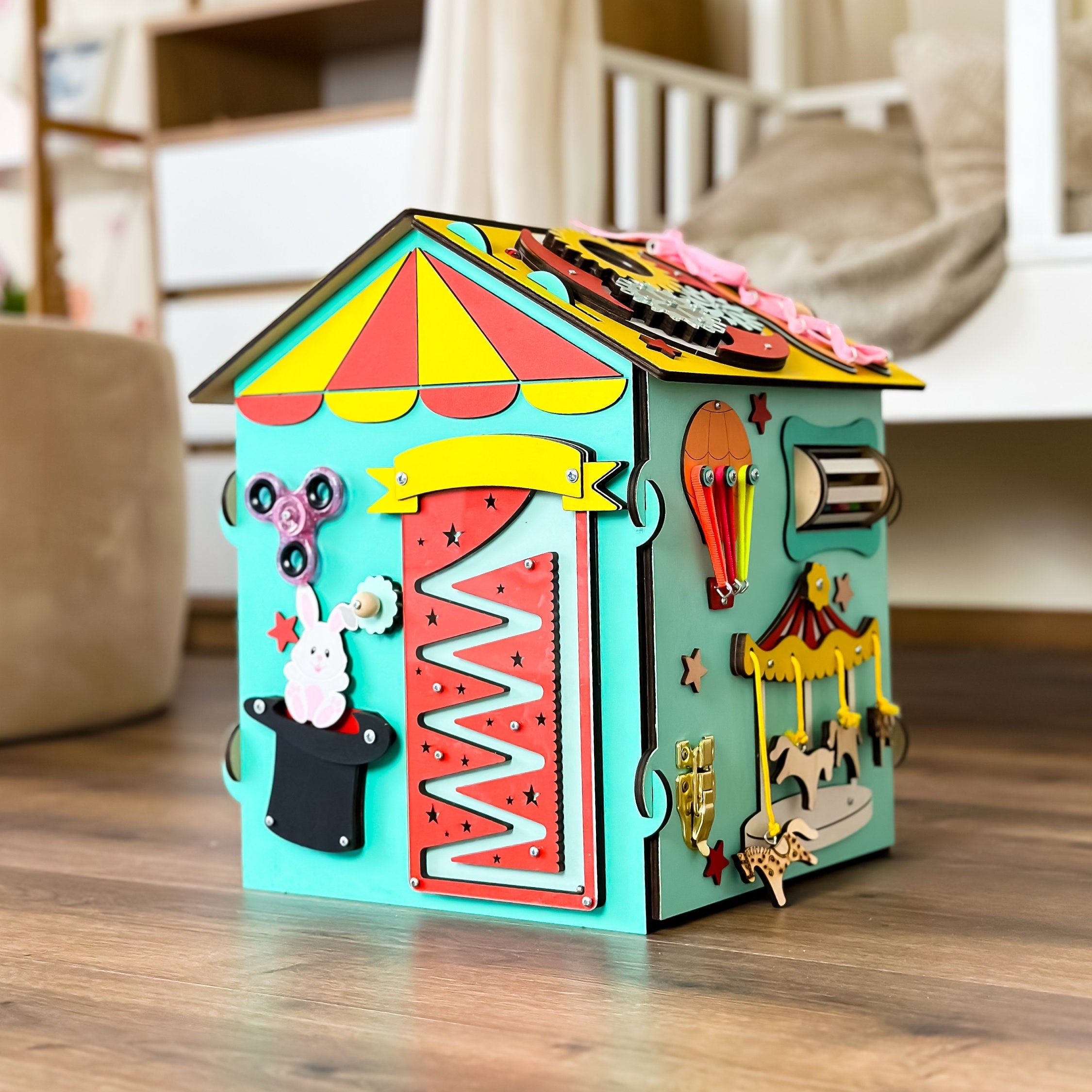 Busy Board House, Development Toy, Busy House for Kids, Baby Activity Center, Development Busy Cube, Activity House, Sensory House