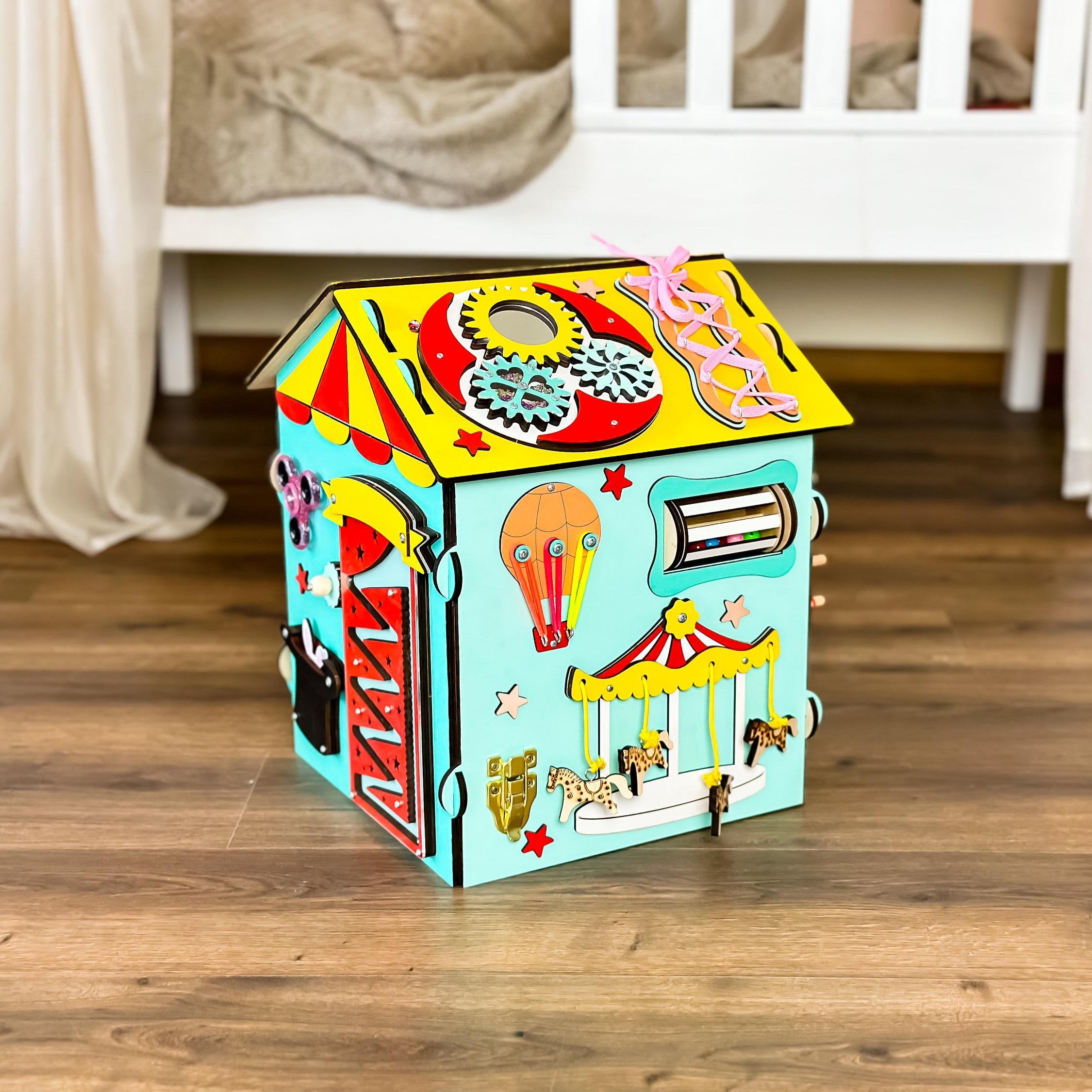 Busy Board House, Development Toy, Busy House for Kids, Baby Activity Center, Development Busy Cube, Activity House, Sensory House