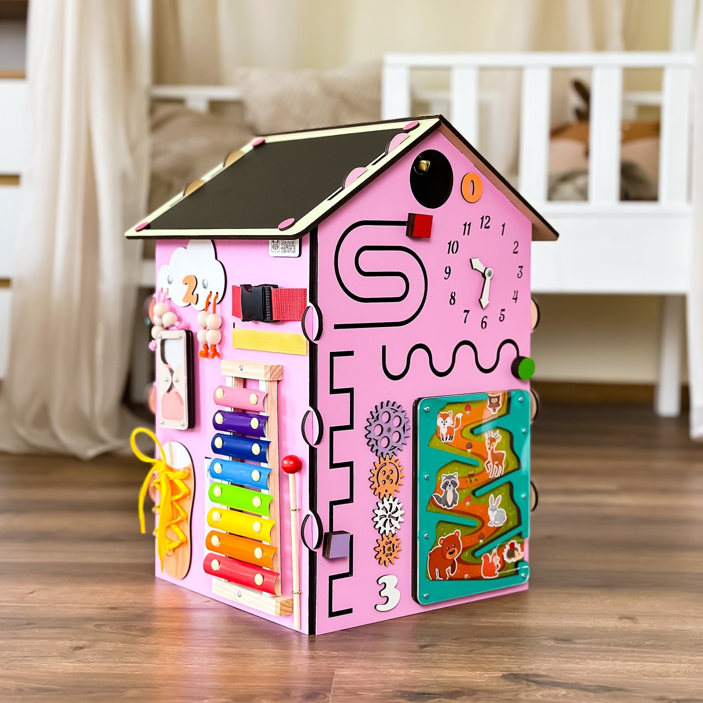 Autistic Sensory Toys for Babys, Busy Board House, Busy Cube, Baby Activity Cube, Wooden Toy Storage, Wooden Busy Board, Motorikwürfel