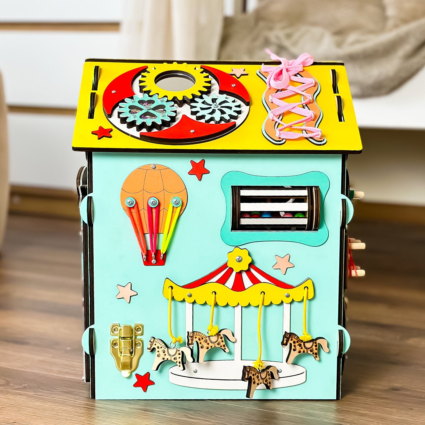 Busy Board House, Development Toy, Busy House for Kids, Baby Activity Center, Development Busy Cube, Activity House, Sensory House