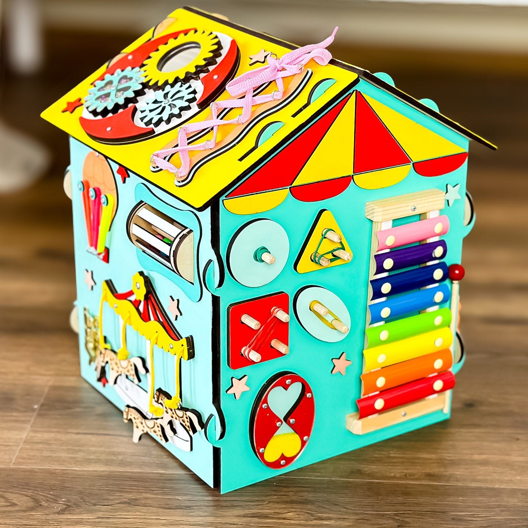 Busy Board House, Development Toy, Busy House for Kids, Baby Activity Center, Development Busy Cube, Activity House, Sensory House