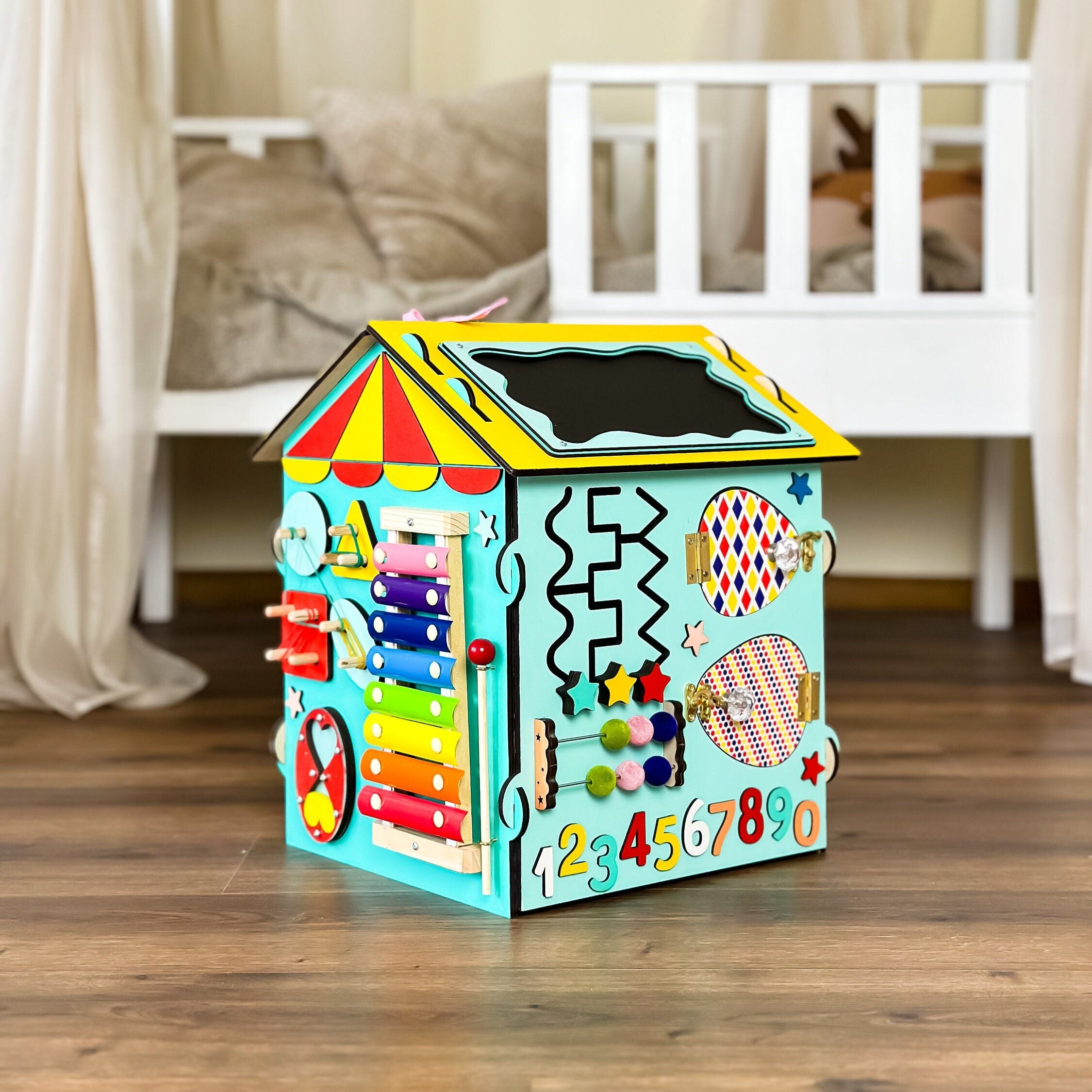 Busy Board House, Development Toy, Busy House for Kids, Baby Activity Center, Development Busy Cube, Activity House, Sensory House