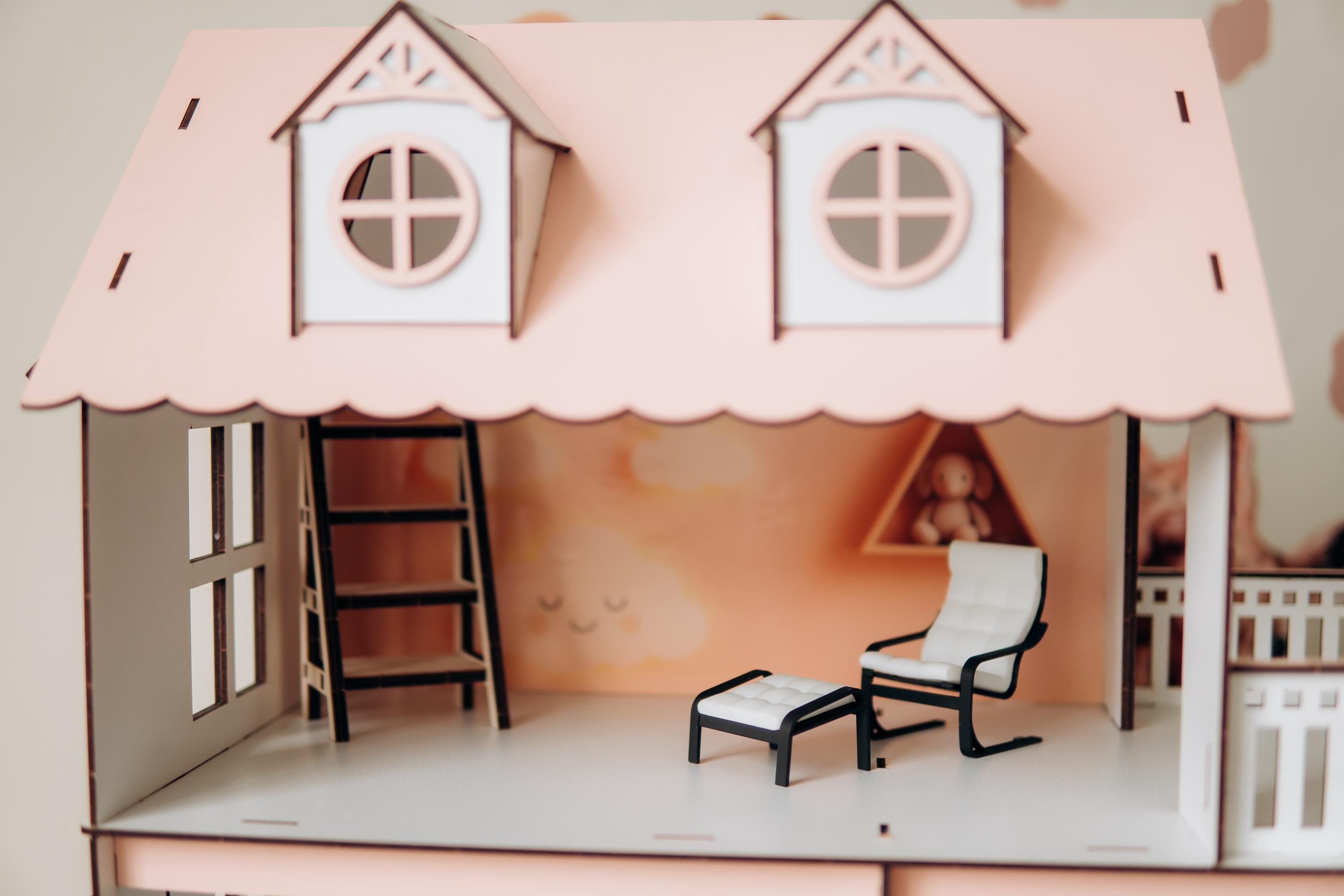 pink dollhouse,
wooden dollhouse,
house with windows,
big dollhouse,
house with balcony,
dollhouse furniture,
playhouse for girl,
kid&#39;s dollhouse,
large dollhouse,
house with shutters,
large playhouse,
dollhouse toy,
modern dolls house