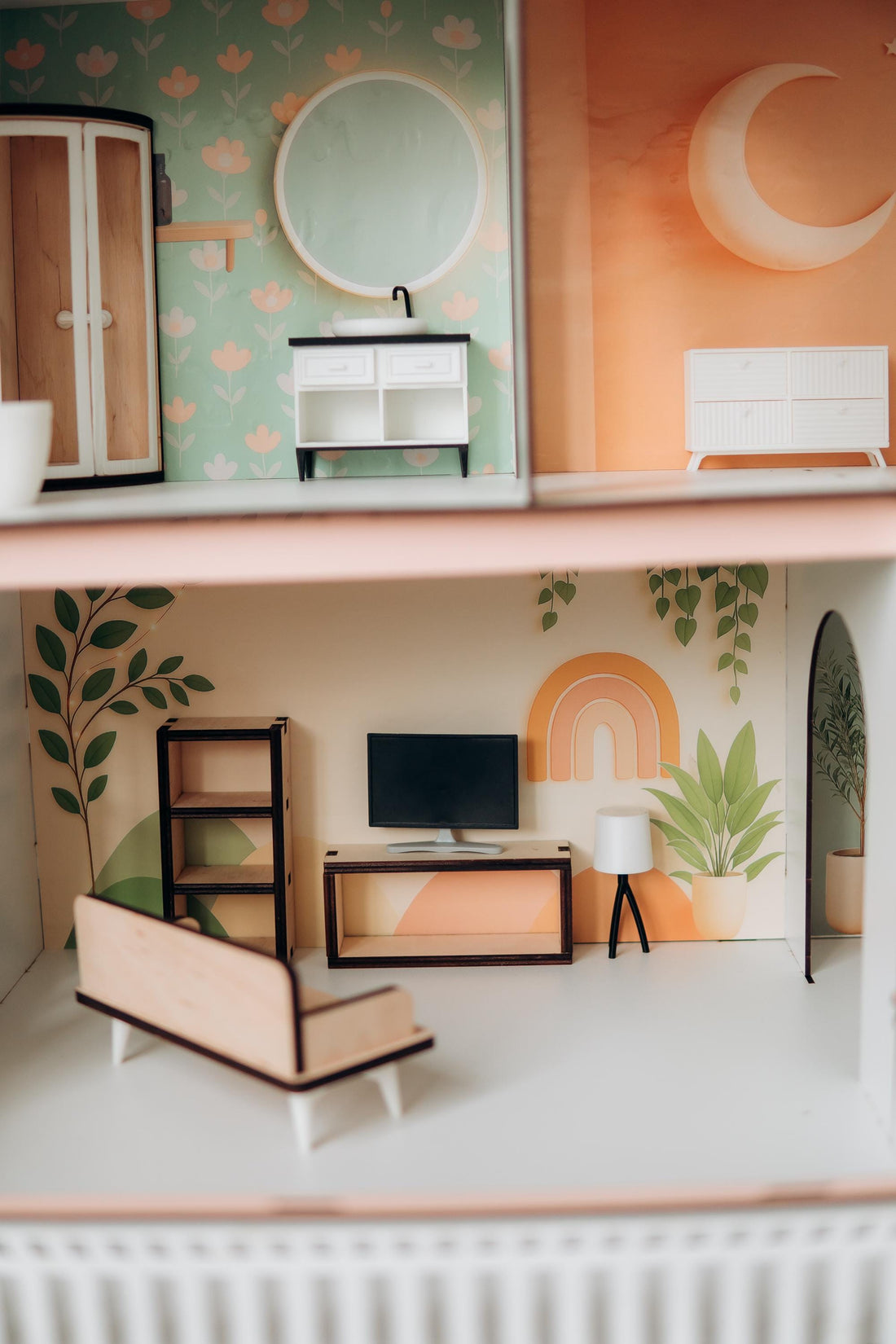 pink dollhouse,
wooden dollhouse,
house with windows,
big dollhouse,
house with balcony,
dollhouse furniture,
playhouse for girl,
kid&#39;s dollhouse,
large dollhouse,
house with shutters,
large playhouse,
dollhouse toy,
modern dolls house