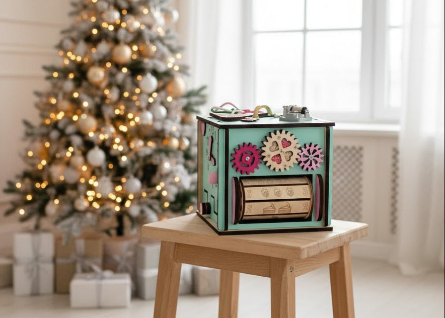 Busy Cube Wooden, Busy Cube for Toddler, Busy Cube 1 Year Old, Busy Cube with Name, Travel Busy Cube, Small Busy Cube, Occupational Therapy