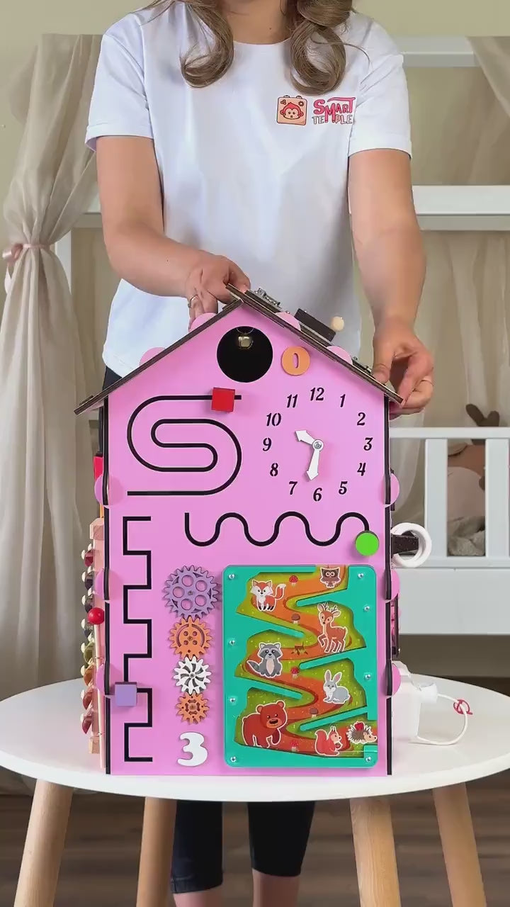 Autistic Sensory Toys for Babys, Busy Board House, Busy Cube, Baby Activity Cube, Wooden Toy Storage, Wooden Busy Board, Motorikwürfel