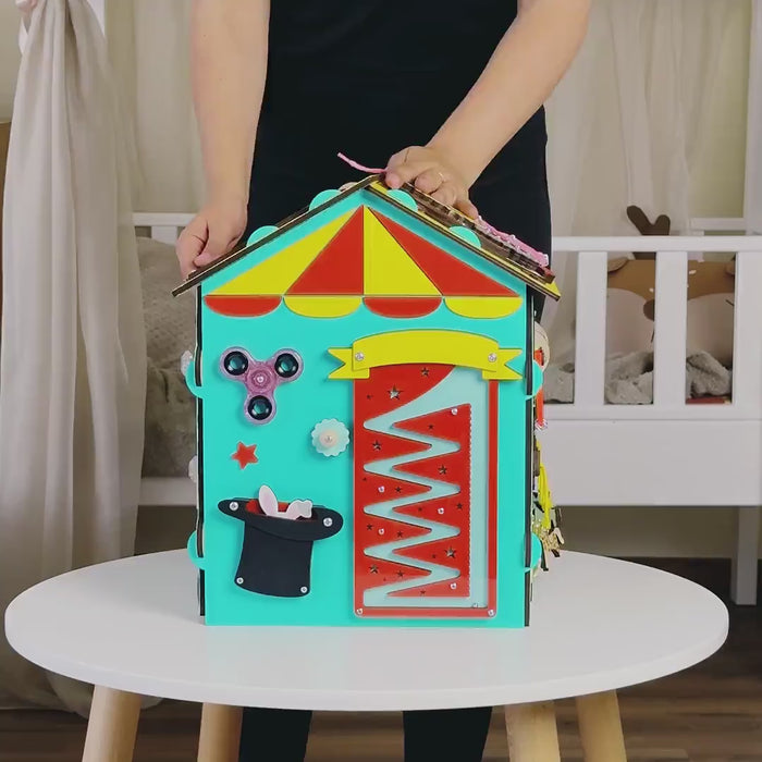 Pink circus busy house, kids busy house, educational sensory toys toddler, busy house for kids, busy montessori toys, busy house for girls