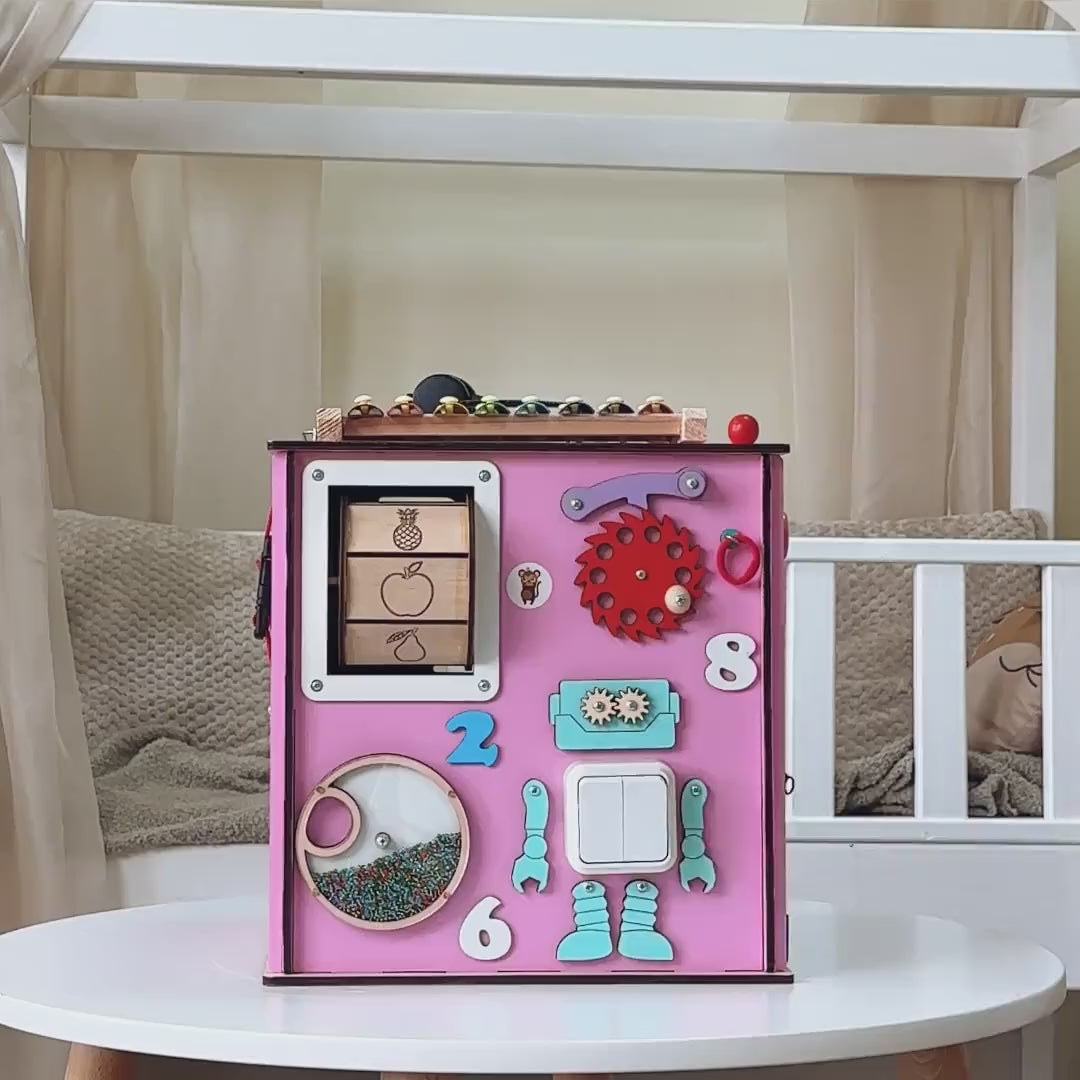 Montessori wood cube, colorful custom busy cube, busy cube busy board, educational cube toy, toddler smart toys, wooden activity baby cube