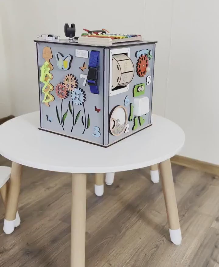 Personalized Baby Cube, Wooden Activity Cube, Motorikboard, Motorikbrett, Montessori Activity Center, Montessori Activity Cube,Activity cube